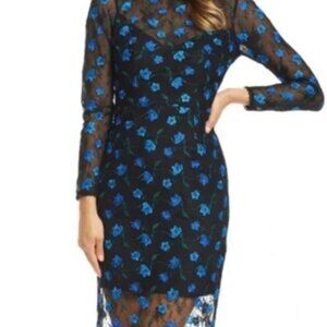 Dress the Population Sophia Embroidered Lace Midi Dress Small